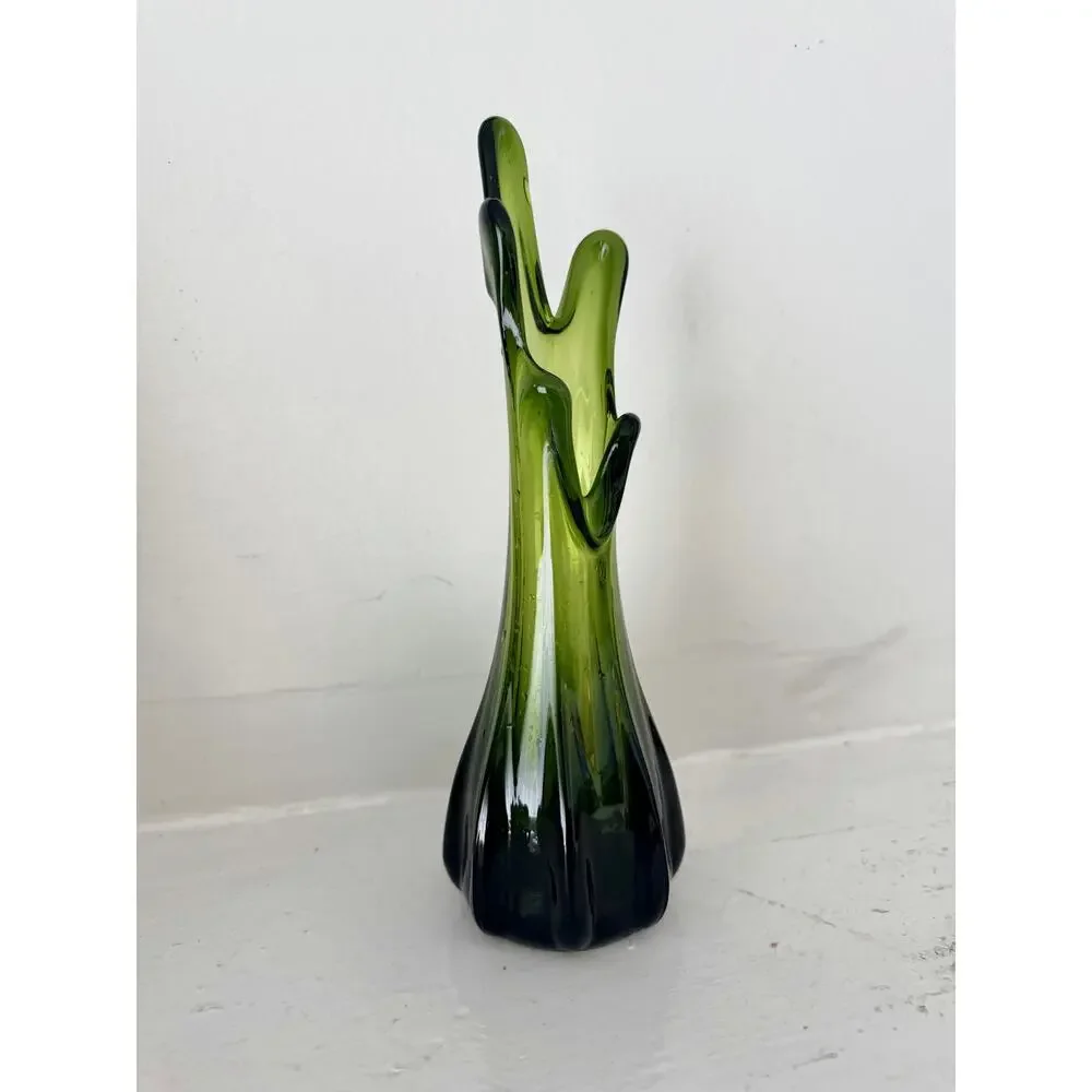 MCM Green Swung Finger Vase 5 Finger Viking LE Smith Handblown Sculpture 9